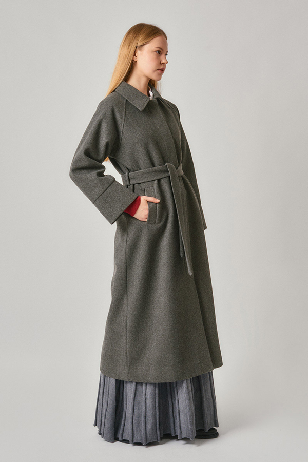 Raglan Sleeve Basic Coat Anthracite - 4