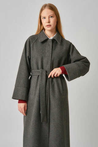 Raglan Sleeve Basic Coat Anthracite - 3