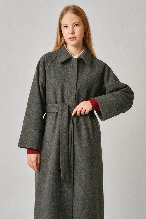 Raglan Sleeve Basic Coat Anthracite - 3