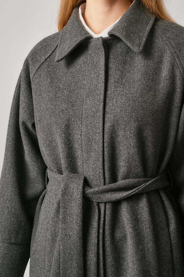 Raglan Sleeve Basic Coat Anthracite - 5
