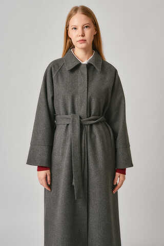 Raglan Sleeve Basic Coat Anthracite - 6