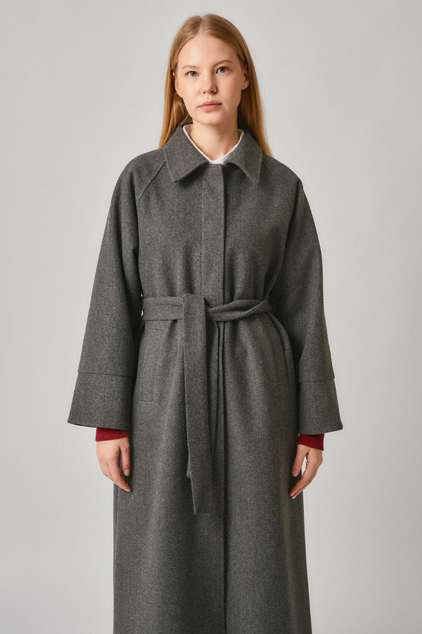 Raglan Sleeve Basic Coat Anthracite - 6