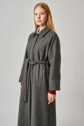 Raglan Sleeve Basic Coat Anthracite - 7