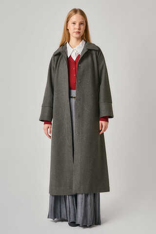 Raglan Sleeve Basic Coat Anthracite - 8