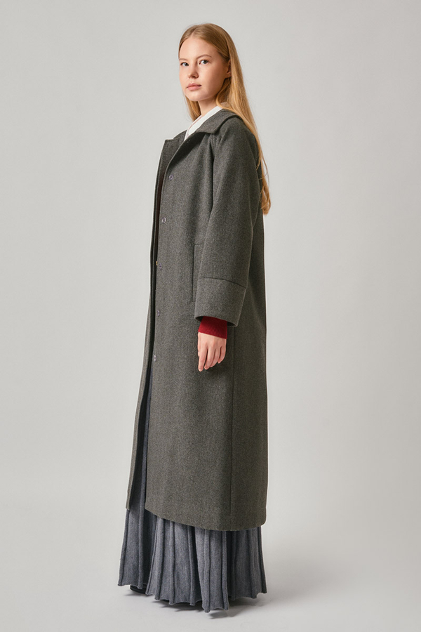 Raglan Sleeve Basic Coat Anthracite - 9