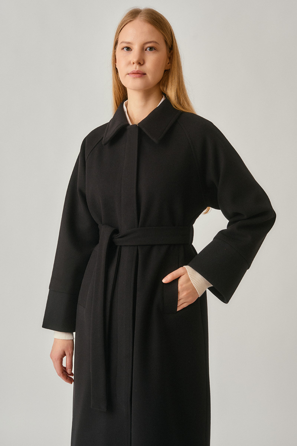 Raglan Sleeve Basic Coat Black - 5