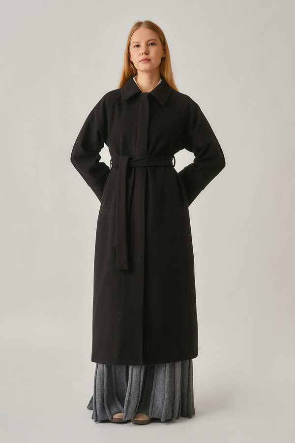 Raglan Sleeve Basic Coat Black 