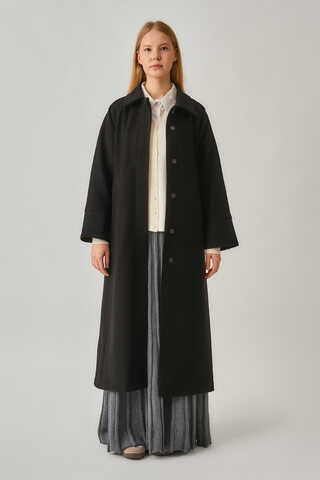 Raglan Sleeve Basic Coat Black - 6