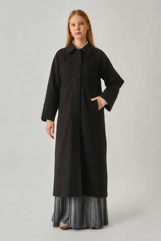 Raglan Sleeve Basic Coat Black - 9