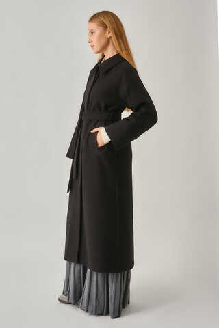 Raglan Sleeve Basic Coat Black - 10