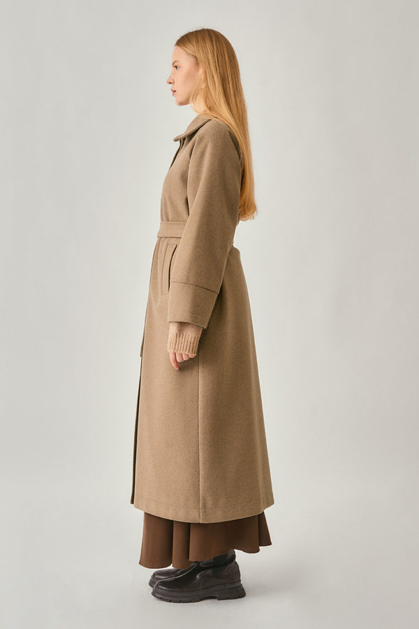 Raglan Sleeve Basic Coat Light Tan - 5