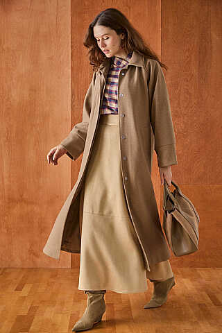 Raglan Sleeve Basic Coat Light Tan - 4