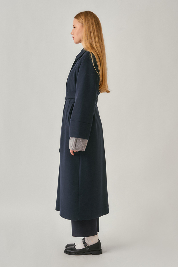 Raglan Sleeve Basic Coat Navy - 5