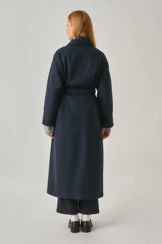 Raglan Sleeve Basic Coat Navy - 11