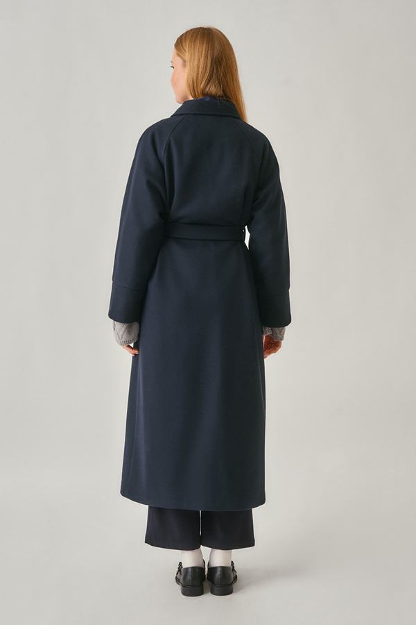 Raglan Sleeve Basic Coat Navy - 11