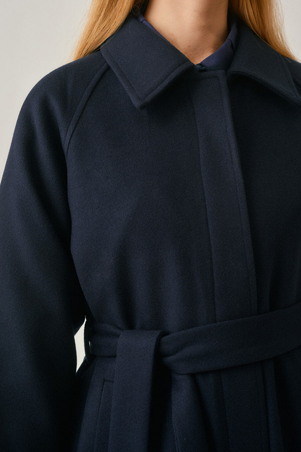 Raglan Sleeve Basic Coat Navy - 6