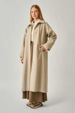 Raglan Sleeve Basic Coat Stone - 2