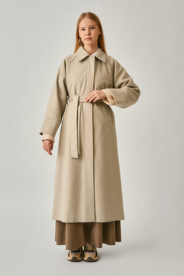Raglan Sleeve Basic Coat Stone - 6