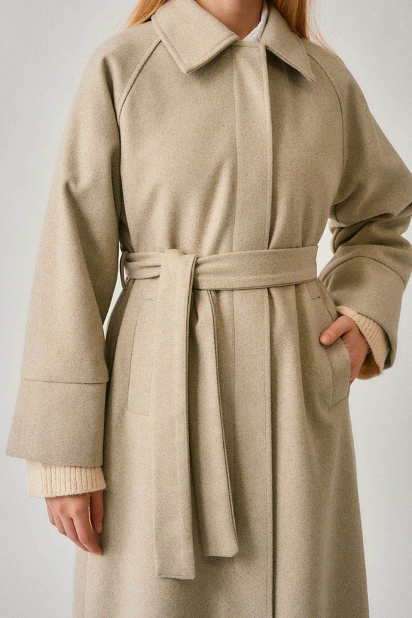 Raglan Sleeve Basic Coat Stone - 4