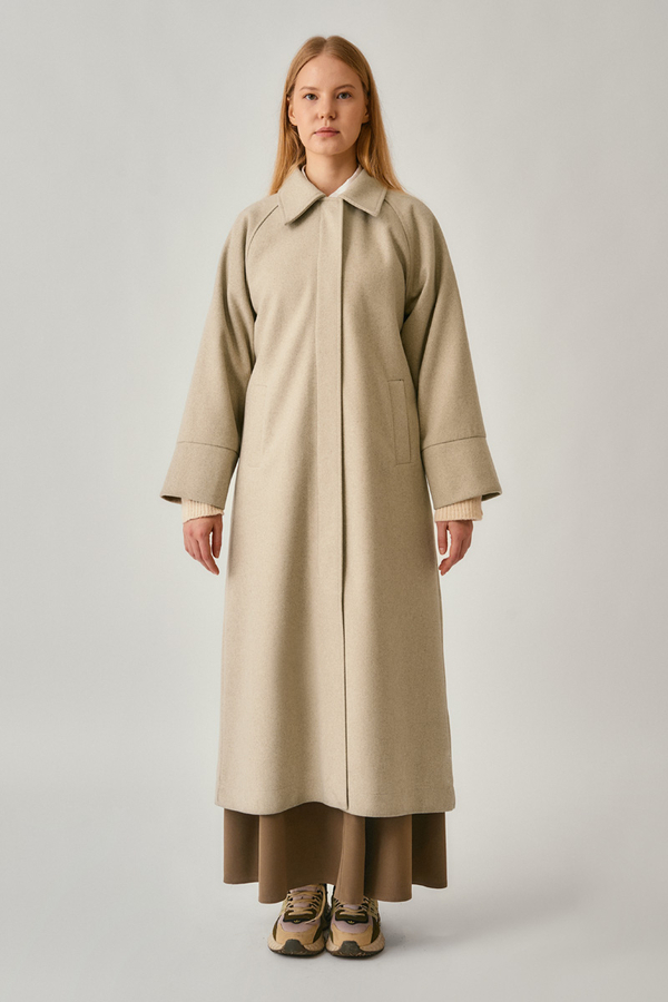 Raglan Sleeve Basic Coat Stone - 10