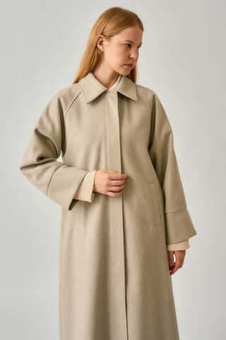Raglan Sleeve Basic Coat Stone - 11
