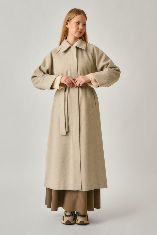 Raglan Sleeve Basic Coat Stone - 12