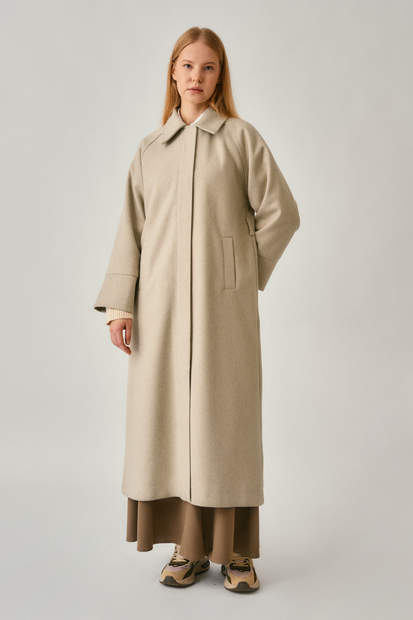 Raglan Sleeve Basic Coat Stone - 3