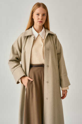 Raglan Sleeve Basic Coat Stone - 5