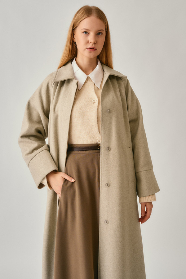 Raglan Sleeve Basic Coat Stone - 5