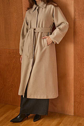 Raglan Sleeve Basic Coat Stone - 3