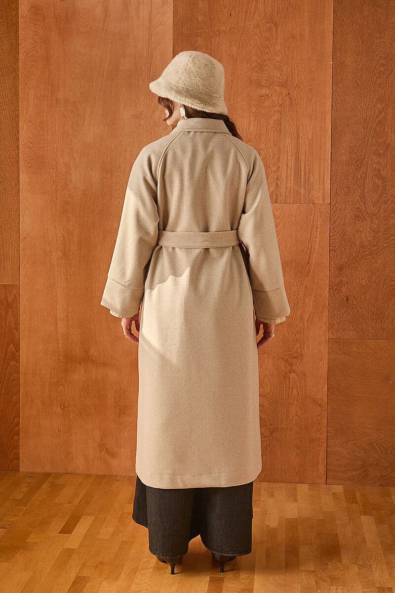 Raglan Sleeve Basic Coat Stone - 5