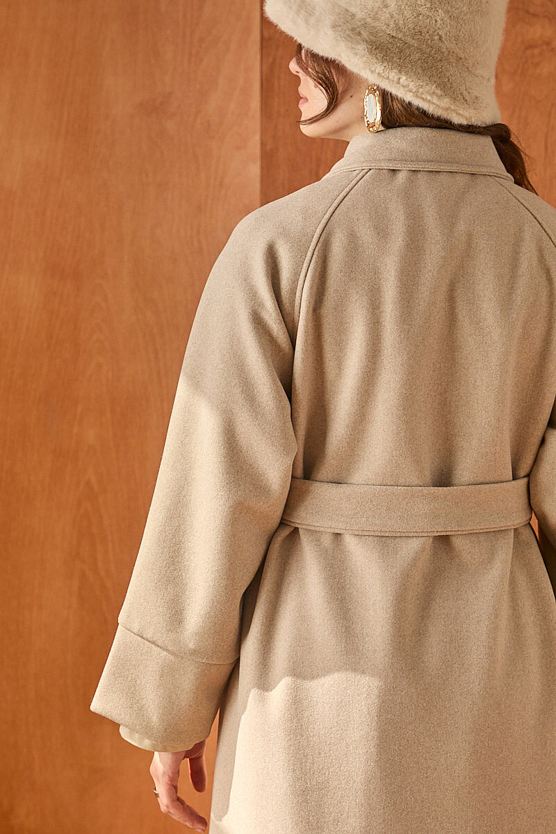 Raglan Sleeve Basic Coat Stone - 4