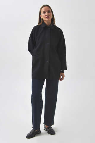 Raglan Sleeve Short Coat Black - 9