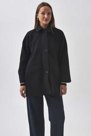 Raglan Sleeve Short Coat Black - 4