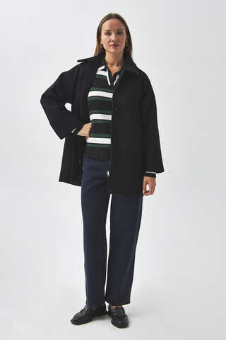 Raglan Sleeve Short Coat Black - 11