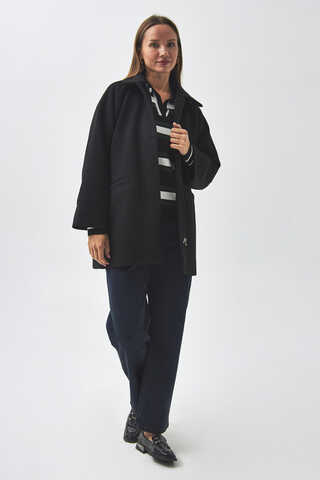 Raglan Sleeve Short Coat Black - 7