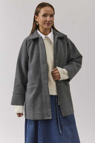 Raglan Sleeve Short Coat Dark Grey - 6