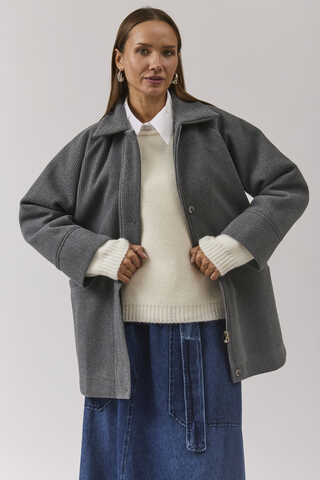 Raglan Sleeve Short Coat Dark Grey - 7