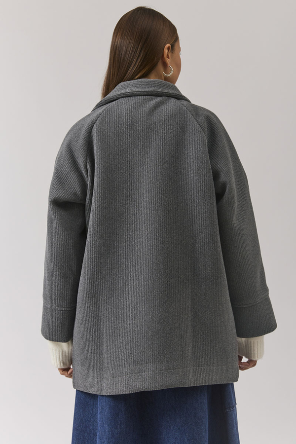 Raglan Sleeve Short Coat Dark Grey - 14