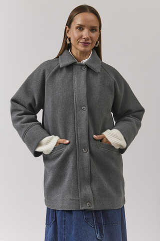 Raglan Sleeve Short Coat Dark Grey - 9
