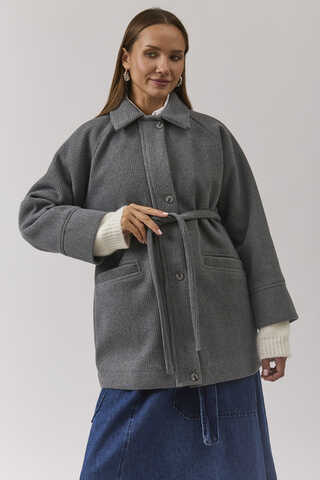 Raglan Sleeve Short Coat Dark Grey - 13