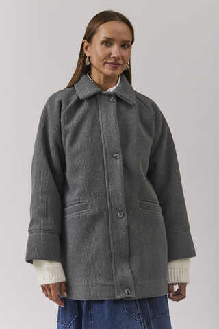 Raglan Sleeve Short Coat Dark Grey - 2