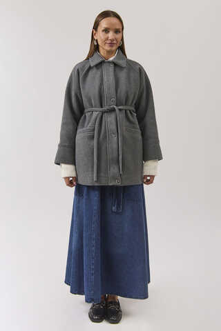 Raglan Sleeve Short Coat Dark Grey - 11