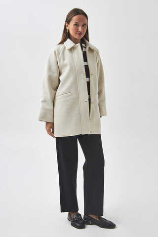 Raglan Sleeve Short Coat Ecru - 2