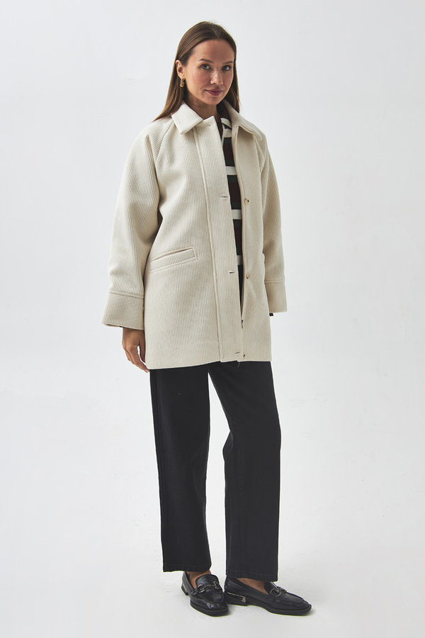 Raglan Sleeve Short Coat Ecru - 2