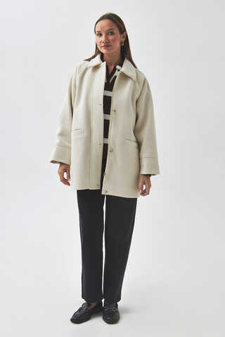 Raglan Sleeve Short Coat Ecru - 4