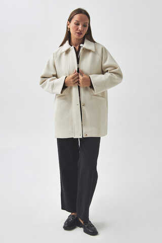 Raglan Sleeve Short Coat Ecru - 5