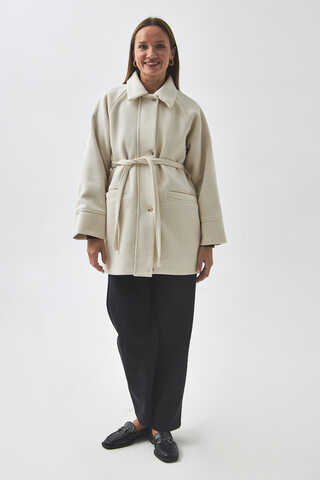 Raglan Sleeve Short Coat Ecru - 7