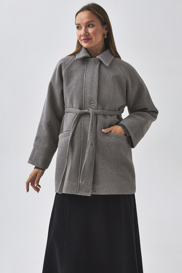 Raglan Sleeve Short Coat Grey - 8