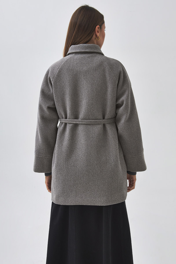 Raglan Sleeve Short Coat Grey - 12